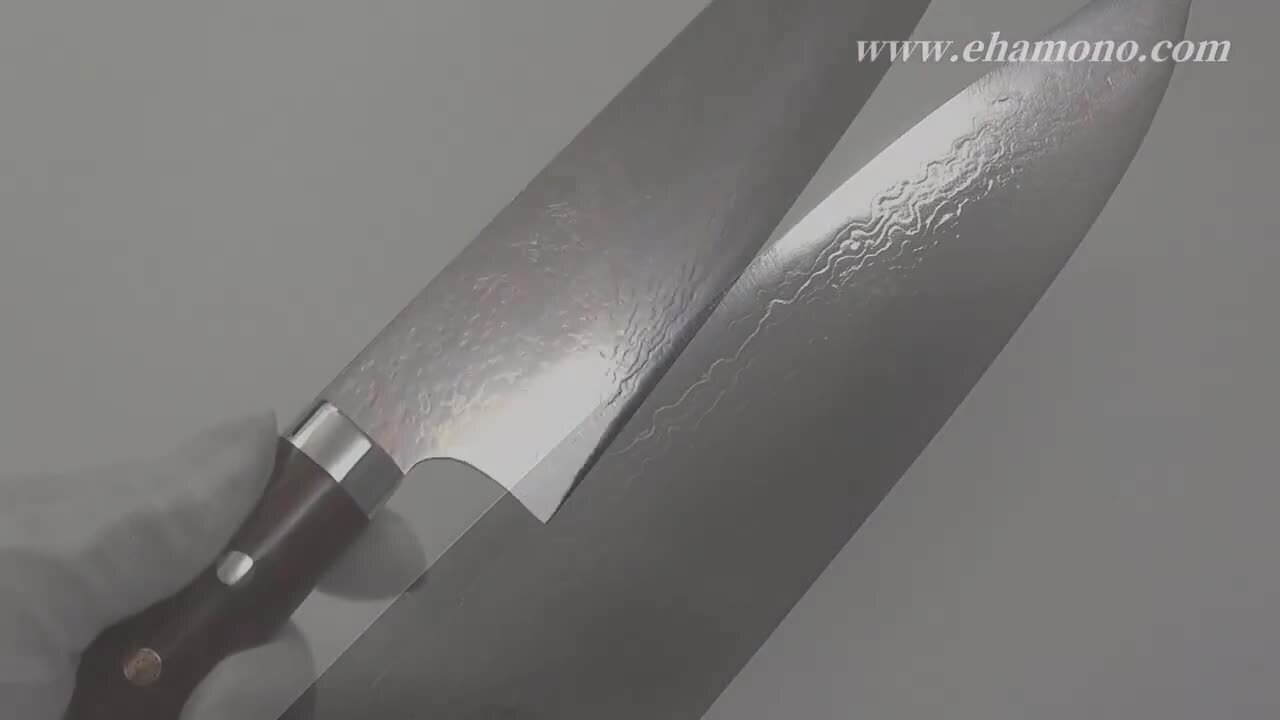楽天市場】佐治武士作 V金10号W有色ダマスカス 牛刀240 アイアンウッド