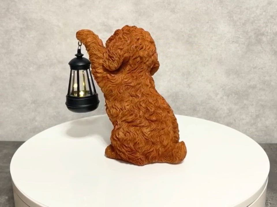 楽天市場】かわいい 犬 置物 ソーラーランプを左手で持ち上げるトイ